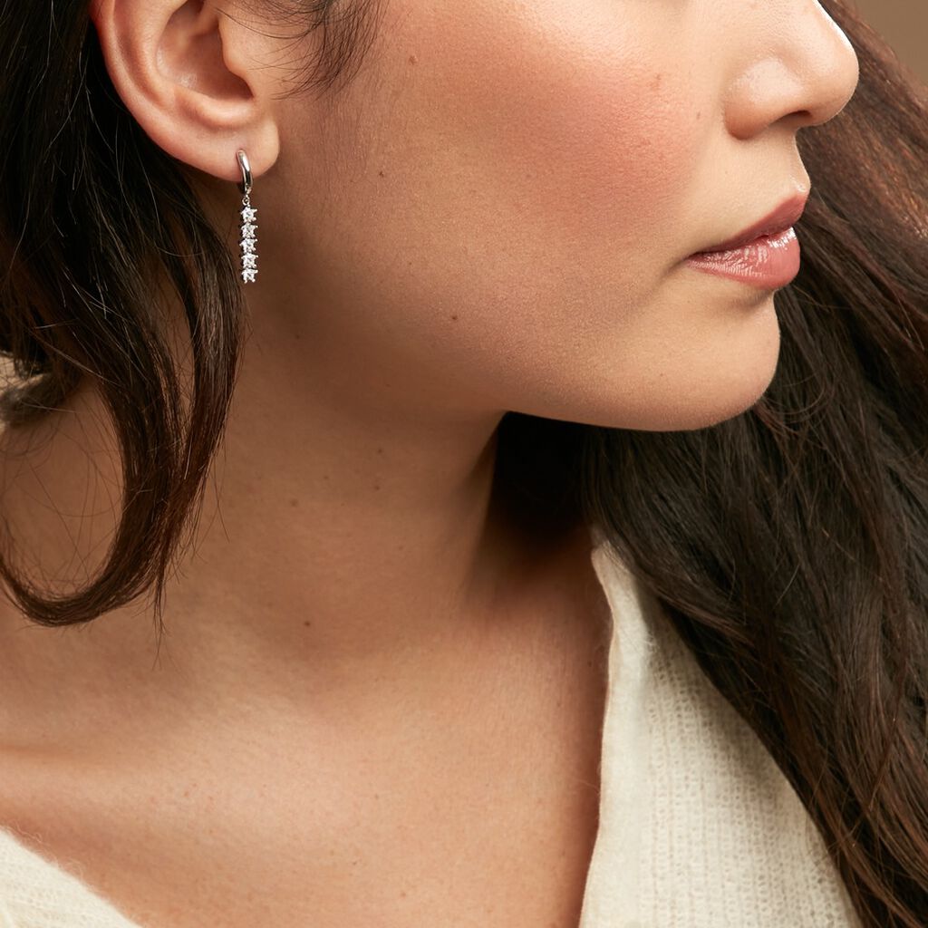 Créoles Teris Argent Blanc Oxyde De Zirconium - Boucles d'oreilles créoles Femme | Histoire d’Or