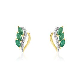 Boucles D'oreilles Puces Or Jaune  Sheelagh Emeraudes Diamants - Clous d'oreilles Femme | Histoire d’Or