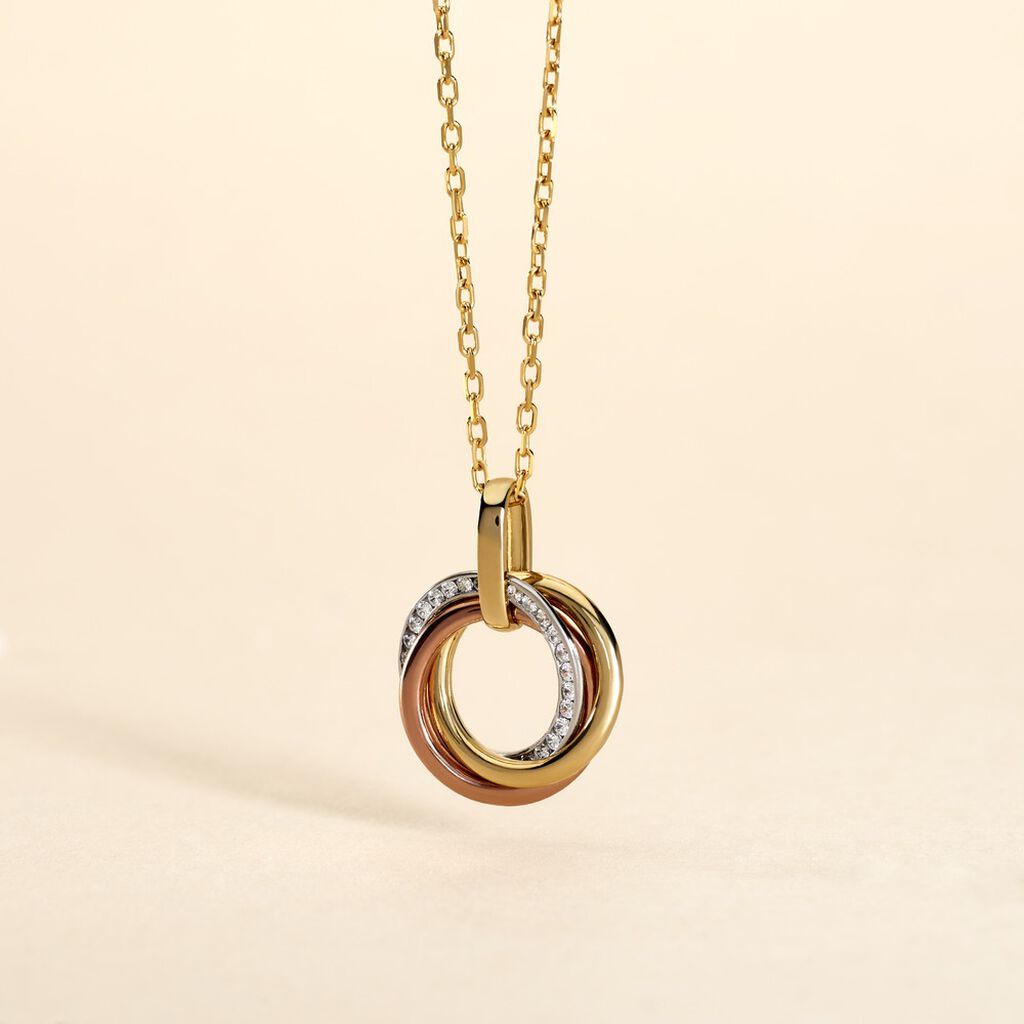 Pendentif Amaiur Or Tricolore Oxydes De Zirconium - Pendentifs Femme | Histoire d’Or