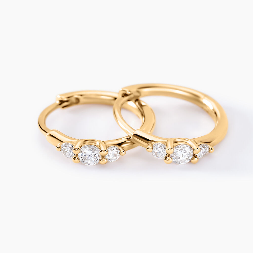 Cr&eacute;oles Kaelee Or Jaune Diamant Synth&eacute;tique - Boucles d'oreilles cr&eacute;oles Femme | Histoire d&rsquo;Or