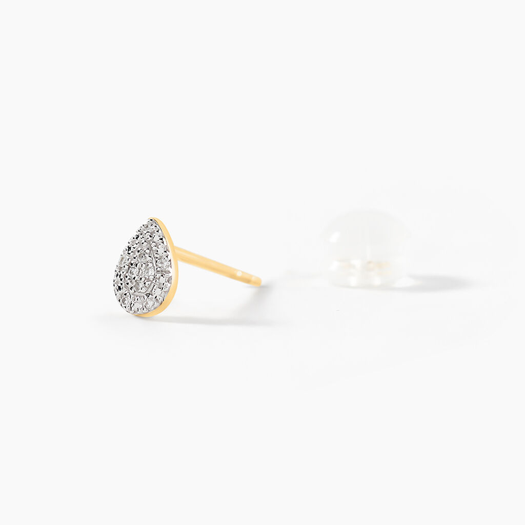 Boucles D'oreilles Puces Pear C Or Jaune Diamant - Clous d'oreilles Femme | Histoire d’Or