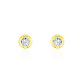 Boucles D'oreilles Puces Eden Serti Pneu Or Jaune Oxyde De Zirconium - Clous d'oreilles Femme | Histoire d’Or