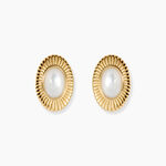 Boucles D'Oreilles Puces Osana Argent Dor&eacute; A L'Or 750/1000 Nacre - Clous d'oreilles Femme | Histoire d&rsquo;Or