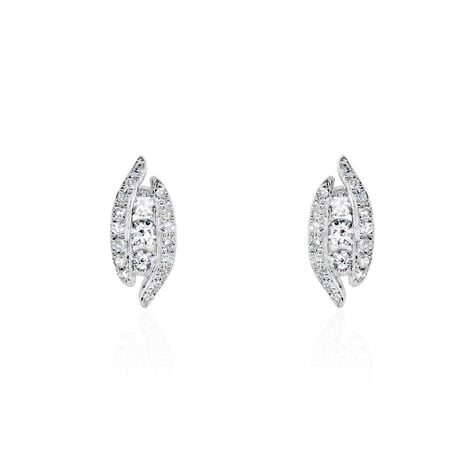 Boucles D'oreilles Puces Eternite Or Blanc Diamant - Clous d'oreilles Femme | Histoire d&rsquo;Or