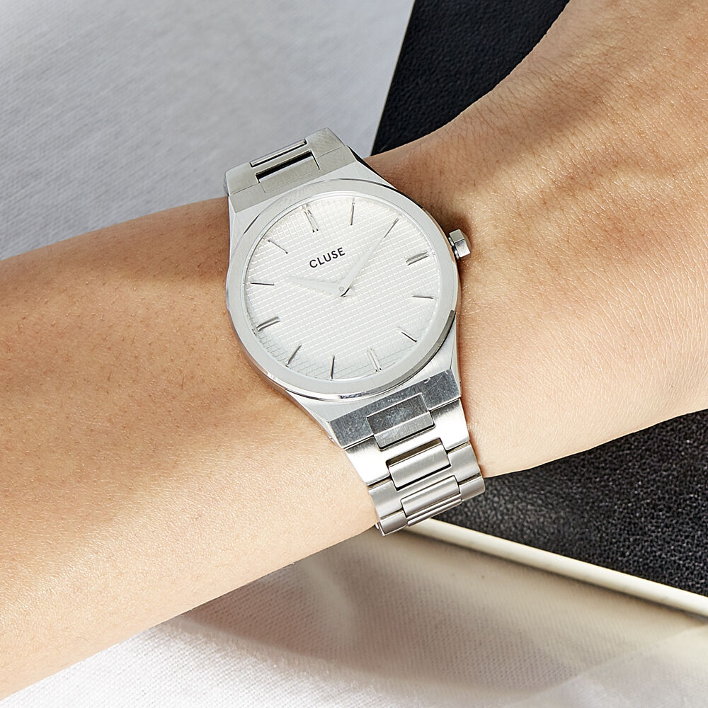 Montres Cluse CW0101210003 Acier Boucle déployante simple Blanc Ronde -  HIMFBQW0TH0 • Histoire d'Or