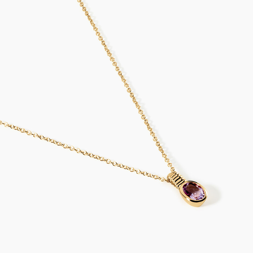 Collier Hila Argent Dor&eacute; A L'Or 750/1000 Am&eacute;thyste - Colliers pierre Femme | Histoire d&rsquo;Or