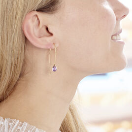 Créoles Phie Poire Or Jaune Amethyste - Boucles d'oreilles créoles Femme | Histoire d’Or