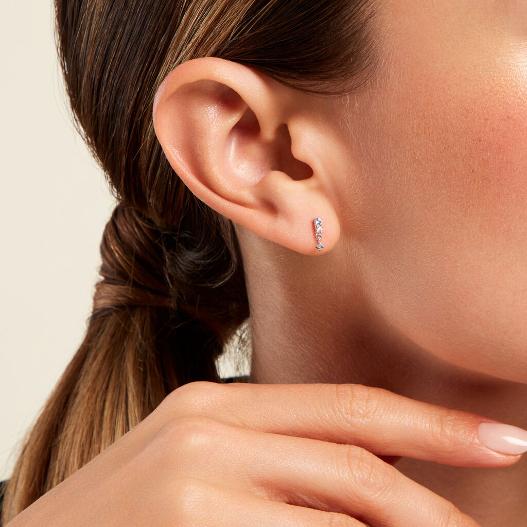 Boucles D'oreilles Pendantes Elorine Argent Blanc Oxyde De Zirconium - Boucles d'oreilles fantaisie Femme | Histoire d’Or
