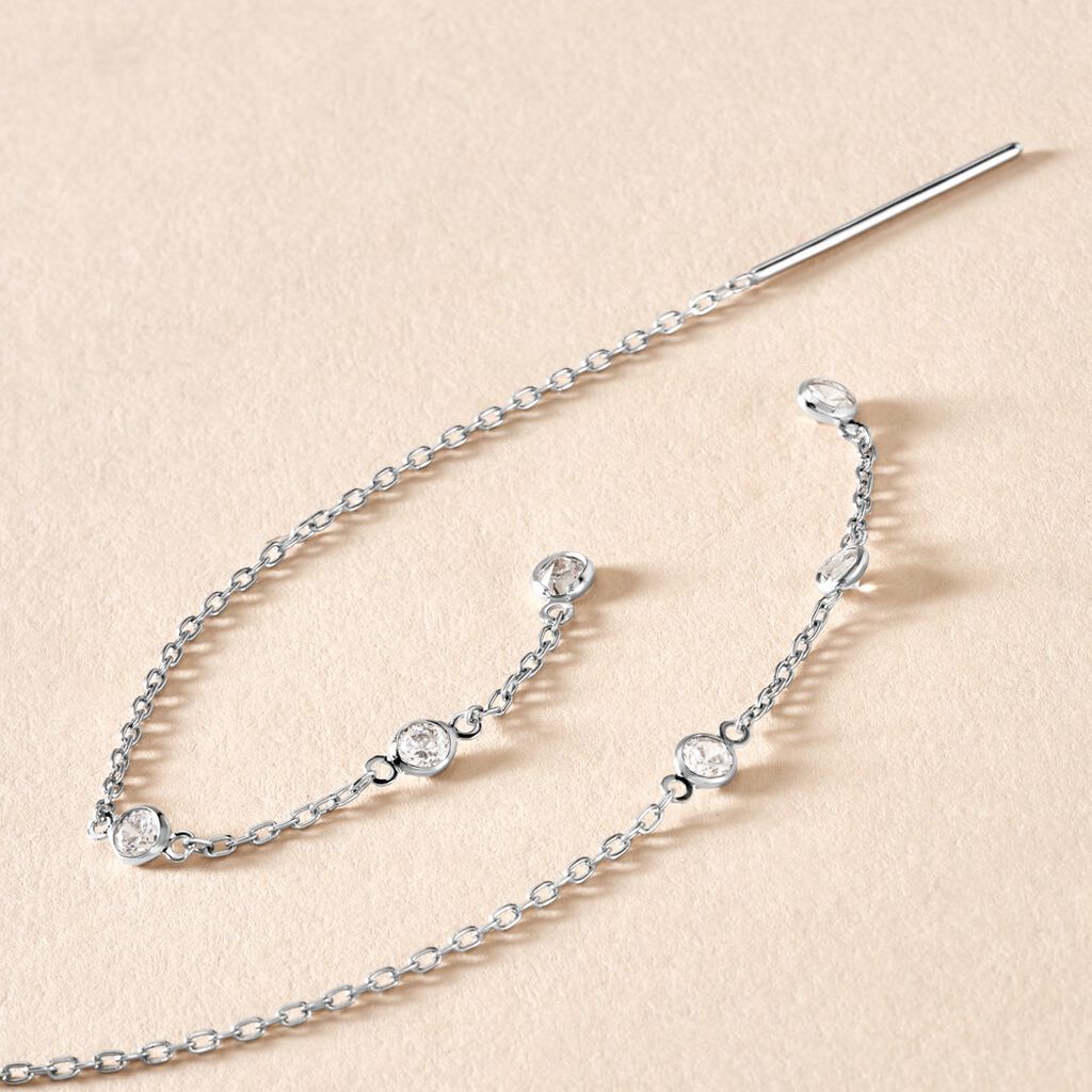 Boucles D'oreilles Pendantes Themis Argent Blanc Oxyde De Zirconium - Boucles d'oreilles fantaisie Femme | Histoire d’Or
