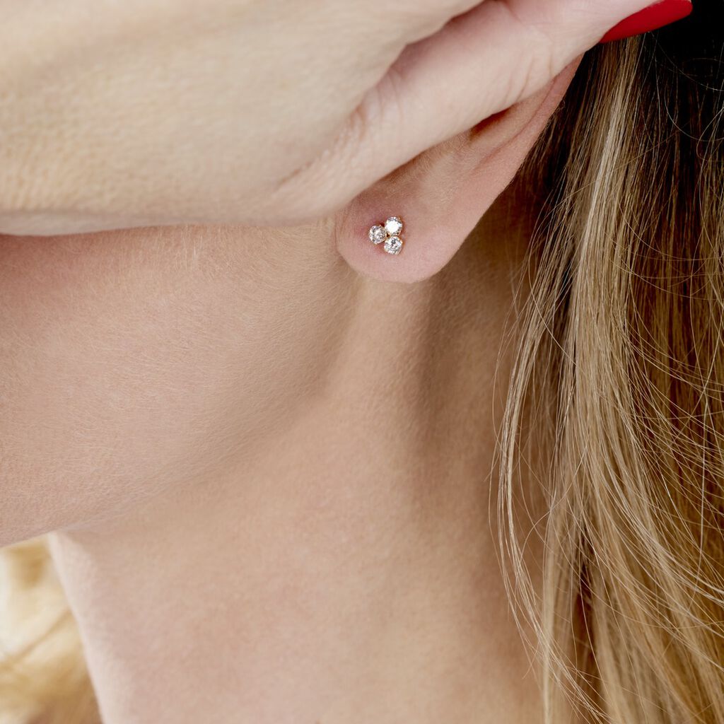 Boucles D'oreilles Puces Or Jaune Oxydes De Zirconium - Clous d'oreilles Femme | Histoire d’Or