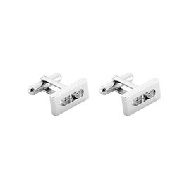 Boutons De Manchette Zeto Acier Blanc Strass - Boutons de manchette Homme | Histoire d’Or