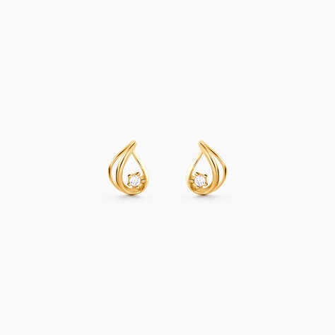 Boucles D'Oreilles Puces Pramod Or Jaune Oxyde De Zirconium - Clous d'oreilles Femme | Histoire d&rsquo;Or