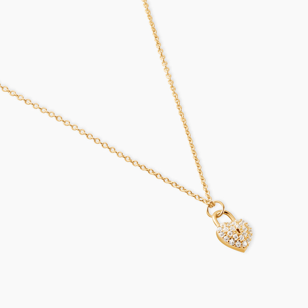Collier Lucrezio Argent Dor&eacute; A L'Or 750/1000 Oxyde De Zirconium - F&ecirc;te des m&egrave;res Femme | Histoire d&rsquo;Or