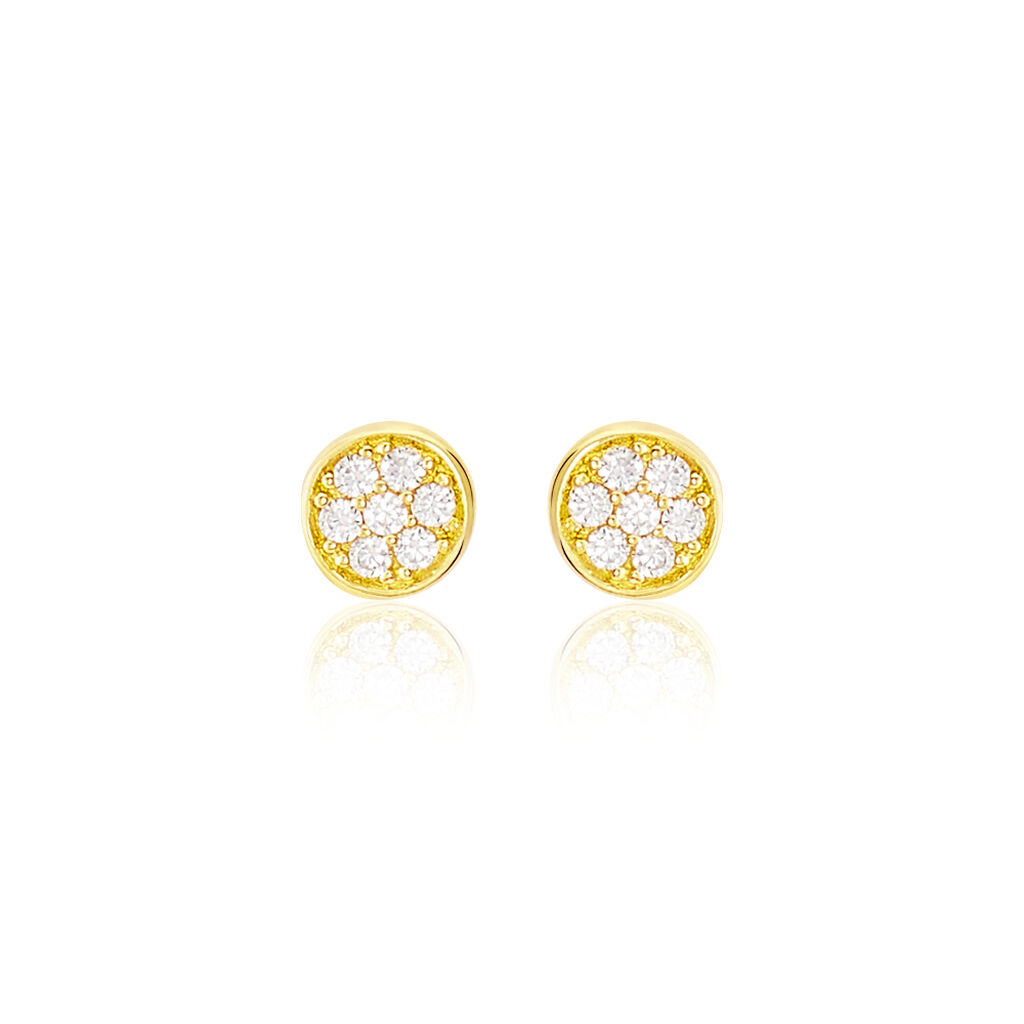 Boucles D'oreilles Puces Pastille Serti Clos Or Jaune Oxyde - Clous d'oreilles Femme | Histoire d’Or