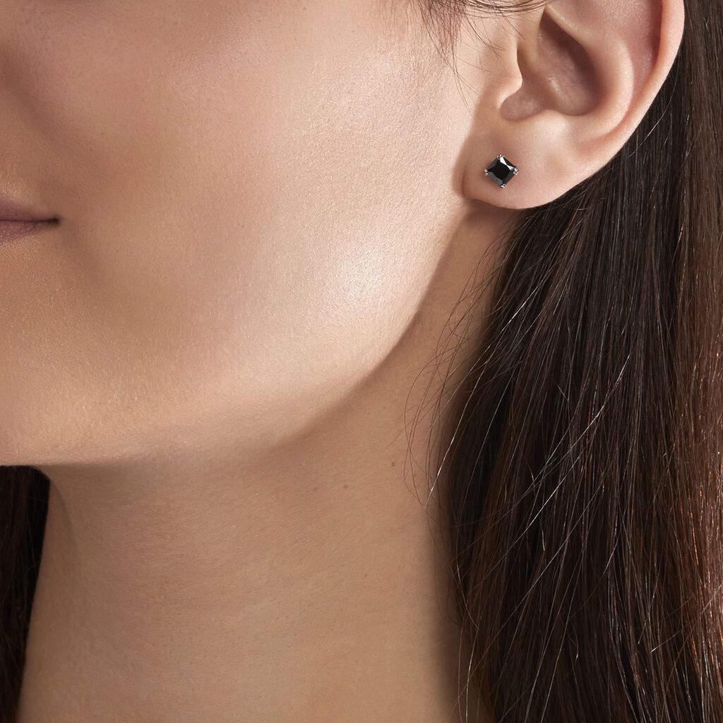Boucle D'oreille Puce Unitaire Unitaire Or Blanc Oxyde - Clous d'oreilles Famille | Histoire d’Or