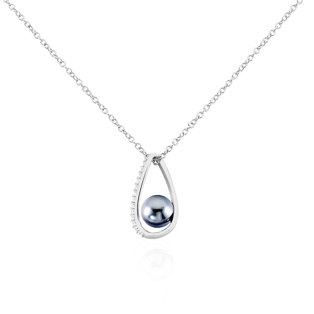 Collier Polynesie Argent Blanc Perle D'imitation Et Oxyde De Zirconium - Colliers fantaisie Femme | Histoire d’Or