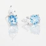 Boucles D'oreilles Puces Giana Or Blanc Topaze Et Oxyde De Zirconium - Clous d'oreilles Femme | Histoire d&rsquo;Or