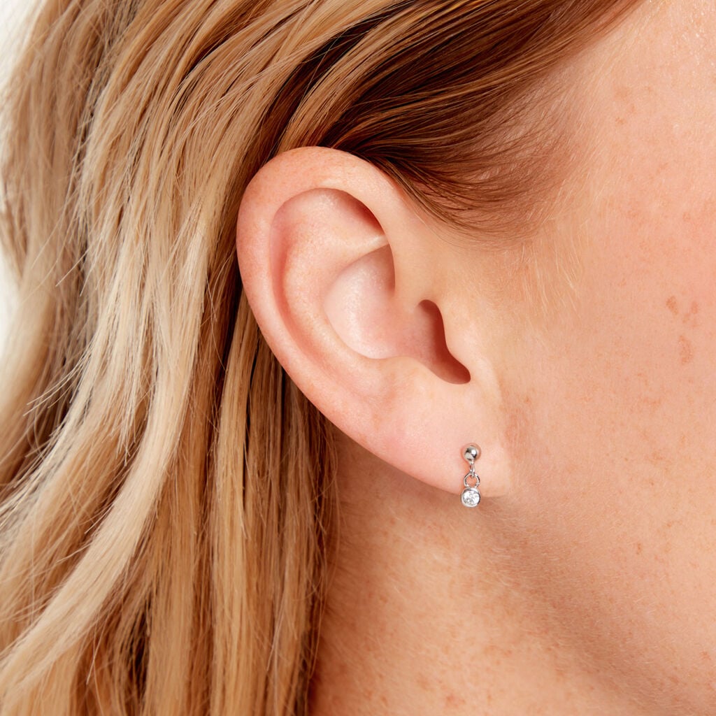Boucles D'Oreilles Pendantes Fishke Argent Blanc Oxyde De Zirconium - Boucles d'oreilles fantaisie Femme | Histoire d&rsquo;Or