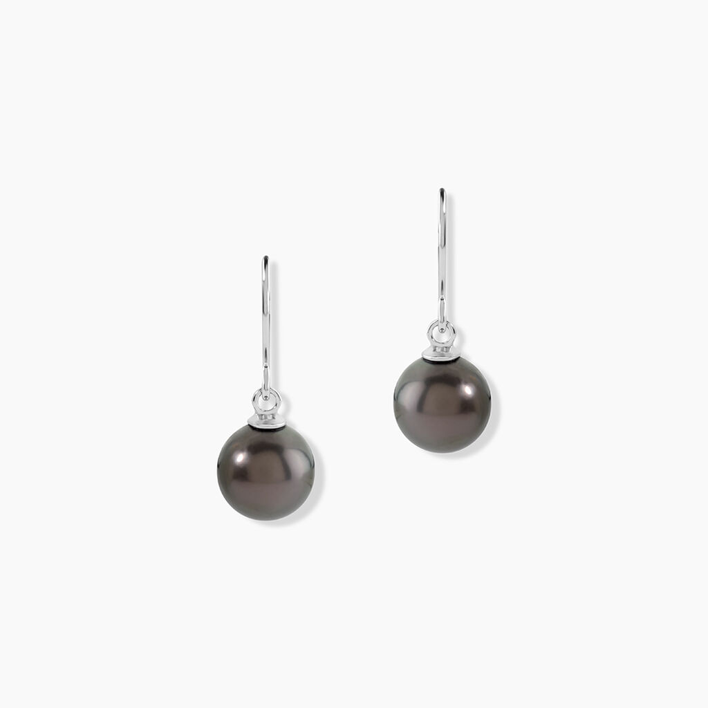 Boucles D'oreilles Pendantes Elitivae Or Blanc Perle De Tahiti - Boucles d'oreilles pendantes Femme | Histoire d&rsquo;Or