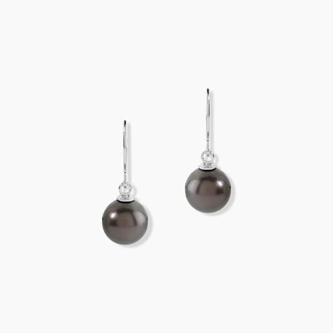 Boucles D'oreilles Pendantes Elitivae Or Blanc Perle De Tahiti - Boucles d'oreilles pendantes Femme | Histoire d&rsquo;Or