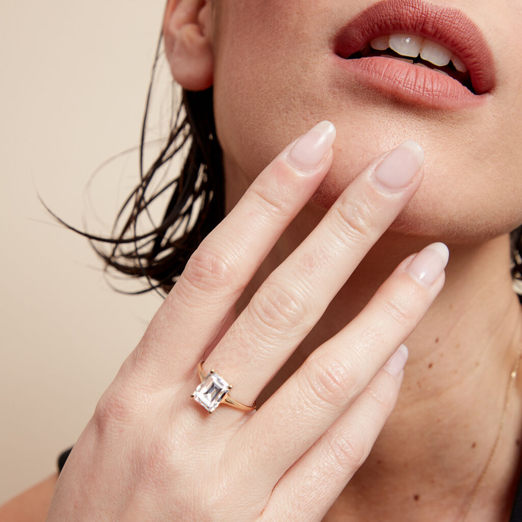 Bague Gatsby Or Jaune Oxyde De Zirconium - Bagues solitaires Femme | Histoire d’Or