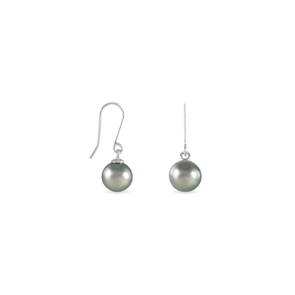 Boucles D'oreilles Pendantes Elitivae Or Blanc Perle De Tahiti - Boucles d'oreilles pendantes Femme | Histoire d’Or