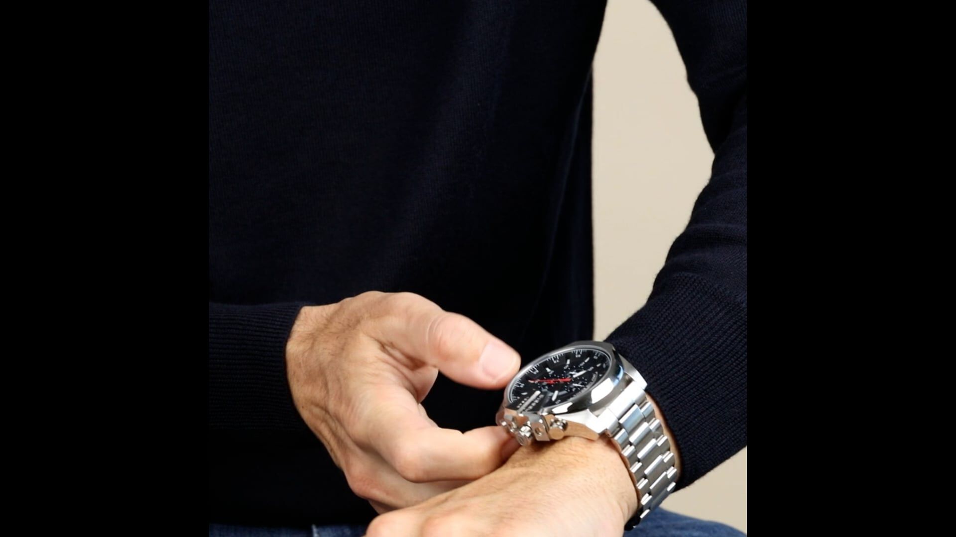 Montres Diesel DZ4308 Acier Boucle d ployante simple Blanc Ronde
