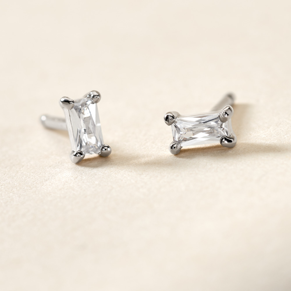 Boucles D'oreilles Puces Udia Argent Blanc Oxyde De Zirconium - Boucles d'oreilles fantaisie Femme | Histoire d&rsquo;Or