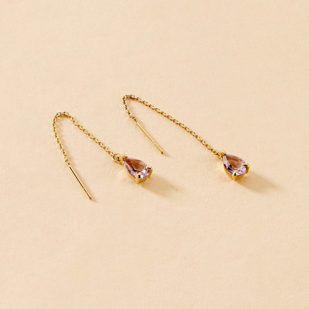 Boucles D'oreilles Pendantes Asteriane Or Jaune Améthyste - Boucles d'oreilles pendantes Femme | Histoire d’Or