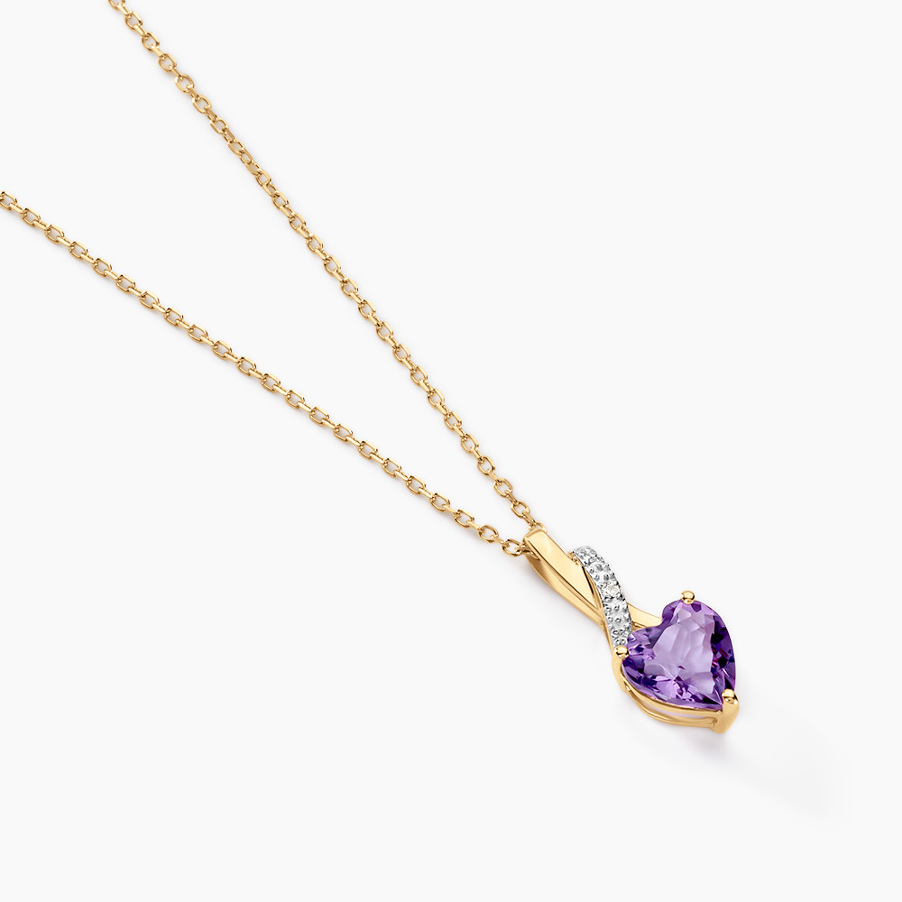 Collier En Or 18 Carats Avec Améthyste - Poids 14,93 G - Magnifique Bijou Vintage