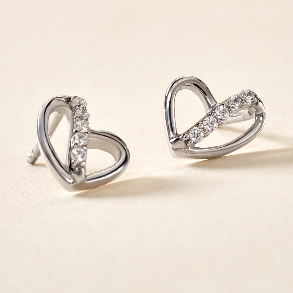 Boucles D'oreilles Puces Arika Argent Blanc Oxyde De Zirconium - Boucles d'oreilles fantaisie Femme | Histoire d&rsquo;Or