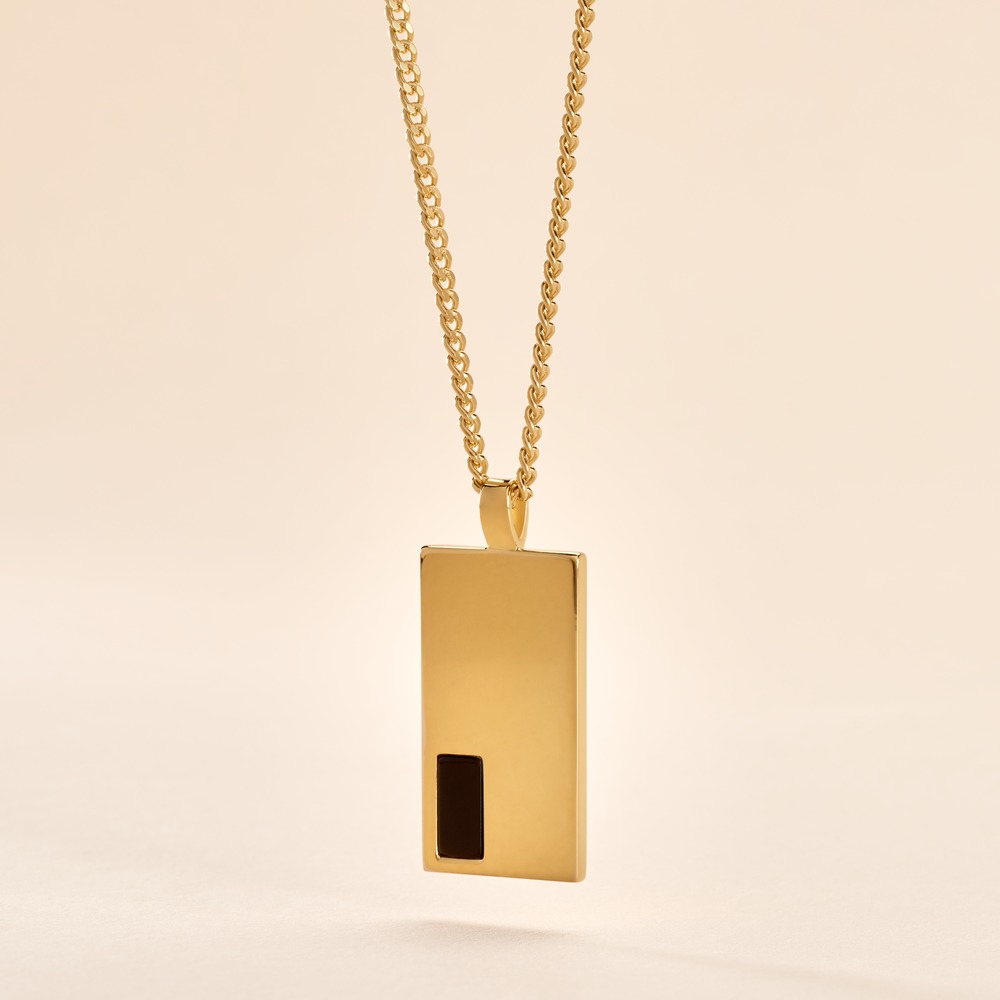Collier Plaqu&eacute; Or Jaune Francesco Onyx Noir - Colliers Homme | Histoire d&rsquo;Or
