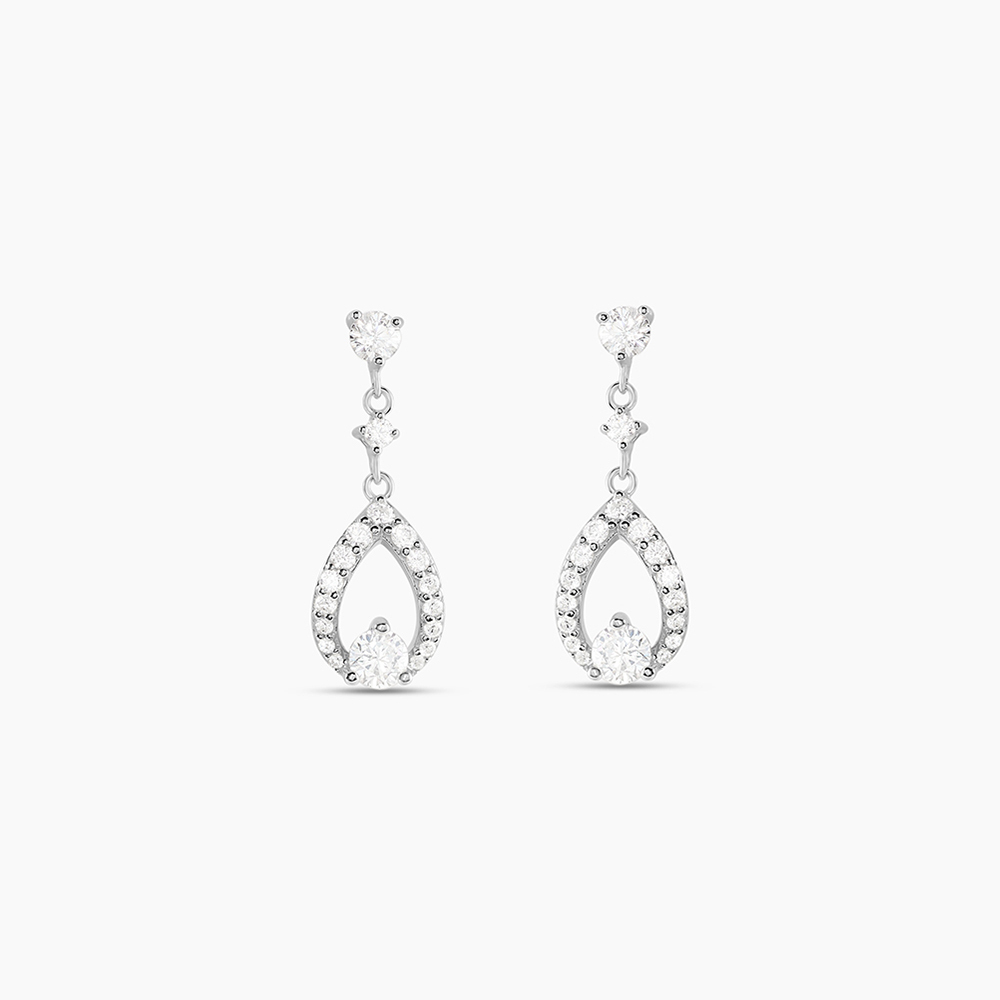 Boucles D'oreilles En Argent Massif 925 Avec Zirconiums - Taille 1,20x1,20 Cm, Style Imposant