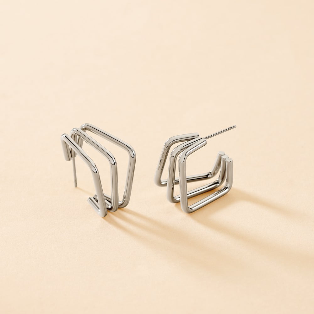 Cr&eacute;oles Stormie Acier Blanc - Boucles d'oreilles cr&eacute;oles Femme | Histoire d&rsquo;Or
