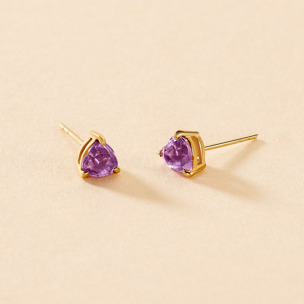 Boucles D'oreilles Puces Pasilla Or Jaune Améthyste - Clous d'oreilles Femme | Histoire d’Or