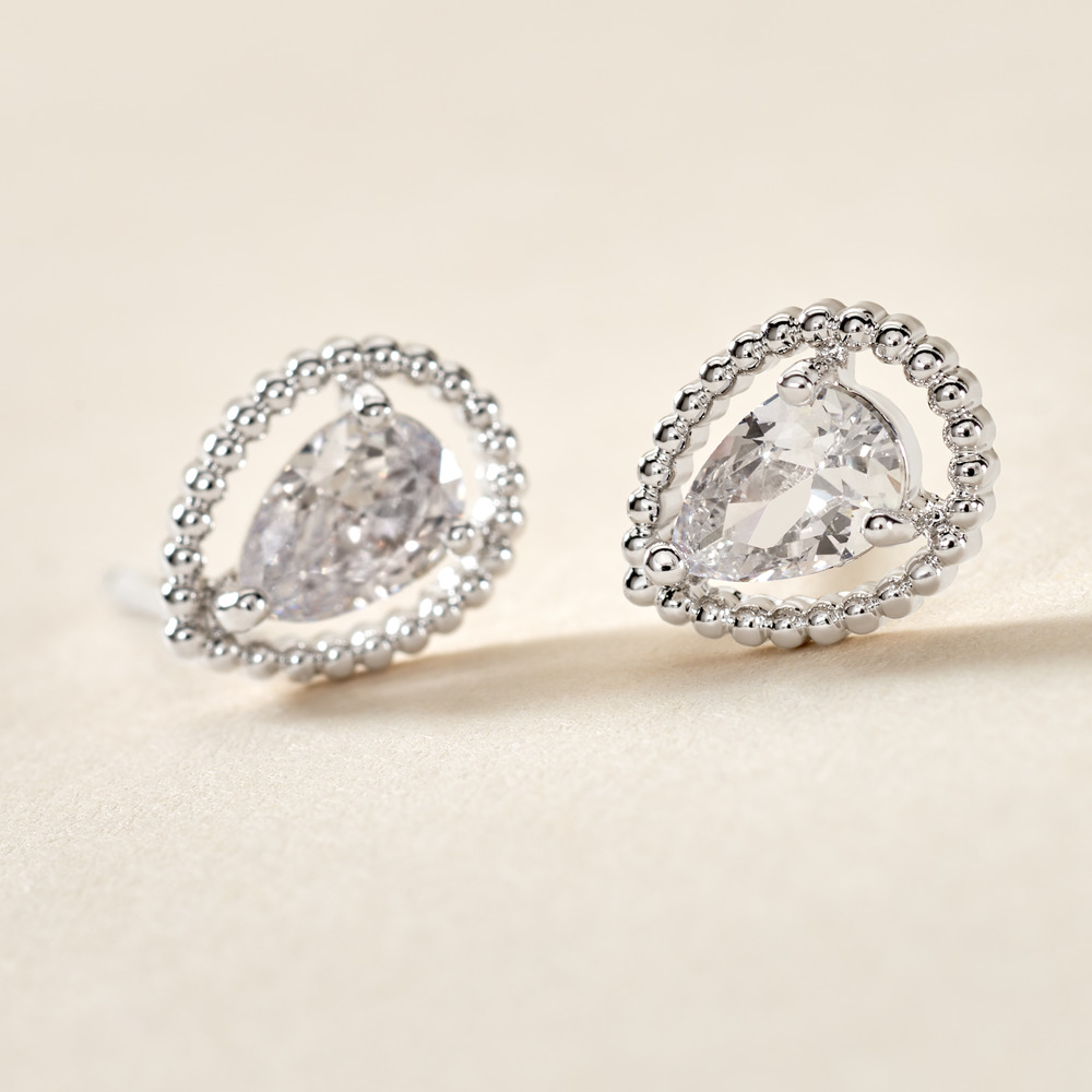 Boucles D'oreilles Puces Cyra Argent Blanc Oxyde De Zirconium - Boucles d'oreilles fantaisie Femme | Histoire d&rsquo;Or