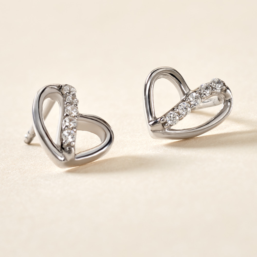 Boucles D'oreilles Puces Arika Argent Blanc Oxyde De Zirconium - Boucles d'oreilles fantaisie Femme | Histoire d’Or