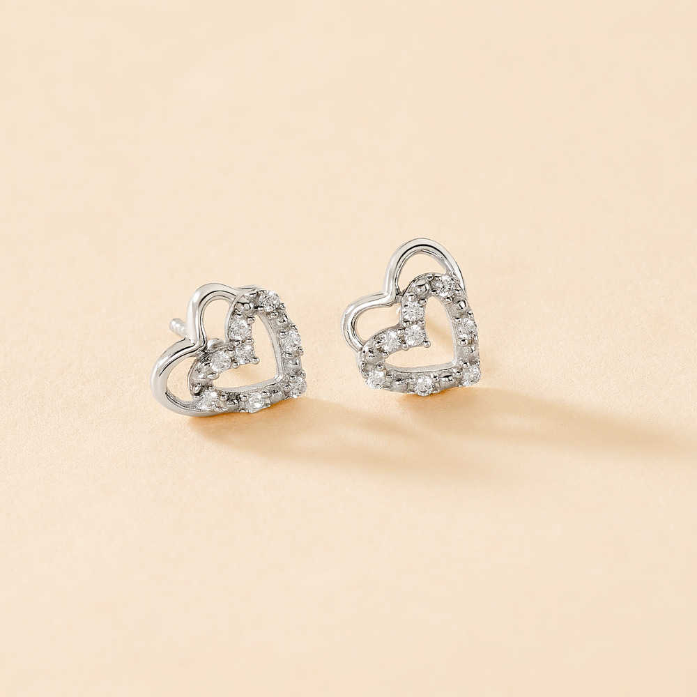 Boucles D'oreilles Puces Aoki Argent Blanc Oxyde De Zirconium - Boucles d'oreilles fantaisie Femme | Histoire d’Or