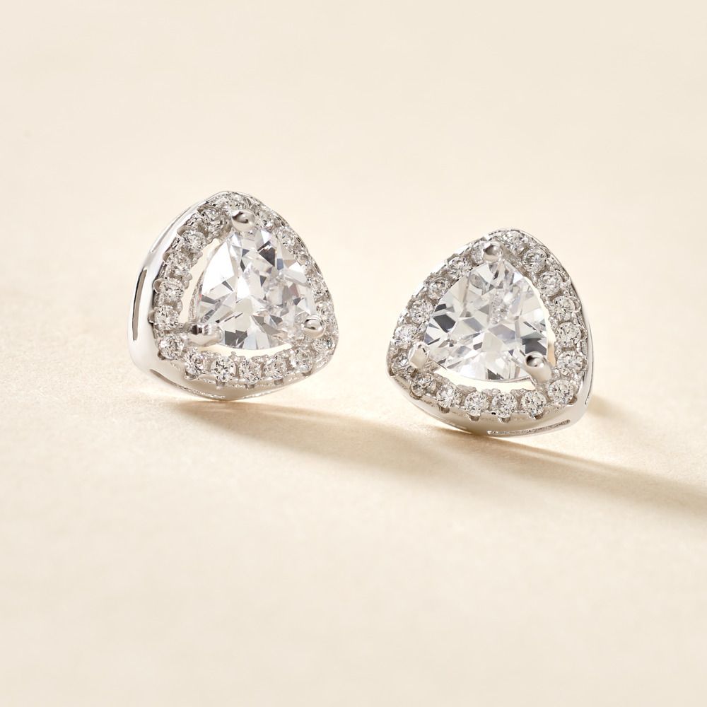 Boucles D'oreilles Puces Gorka Argent Blanc Oxyde De Zirconium - Boucles d'oreilles fantaisie Femme | Histoire d&rsquo;Or