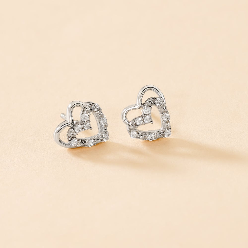 Boucles D'oreilles Puces Aoki Argent Blanc Oxyde De Zirconium - Boucles d'oreilles fantaisie Femme | Histoire d’Or