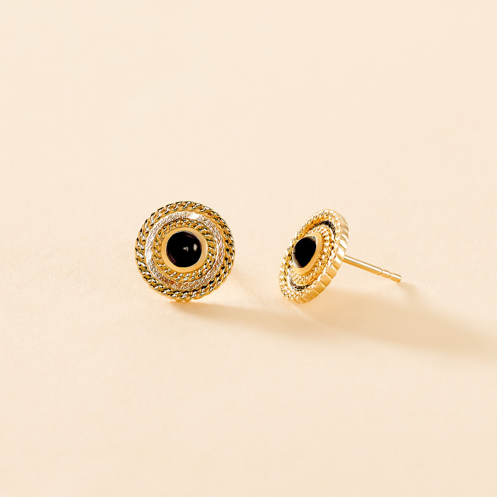 Boucles D'oreilles Puces Aghavni Plaque Or Jaune Agate - Boucles d'oreilles fantaisie Femme | Histoire d&rsquo;Or
