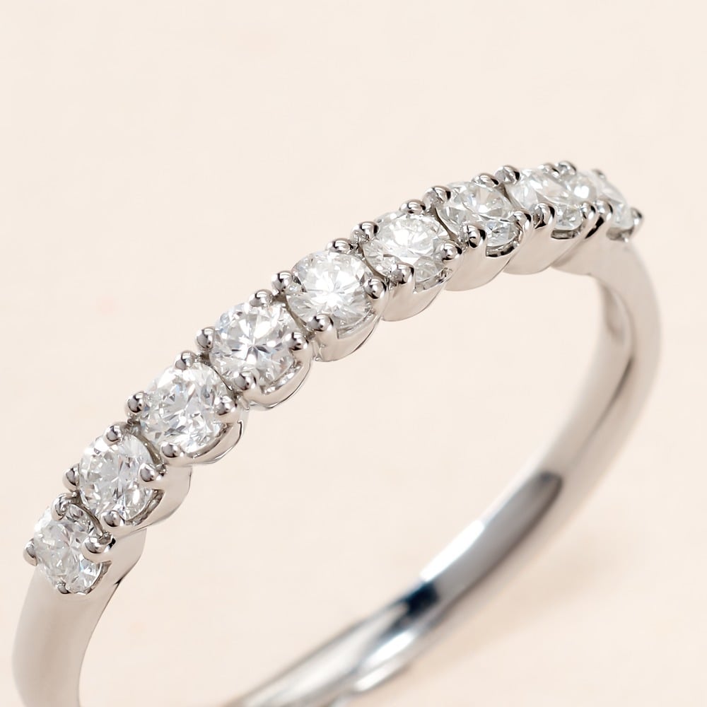 Demi Alliance Hera Platine Blanc Diamant - Alliances Femme | Histoire d’Or
