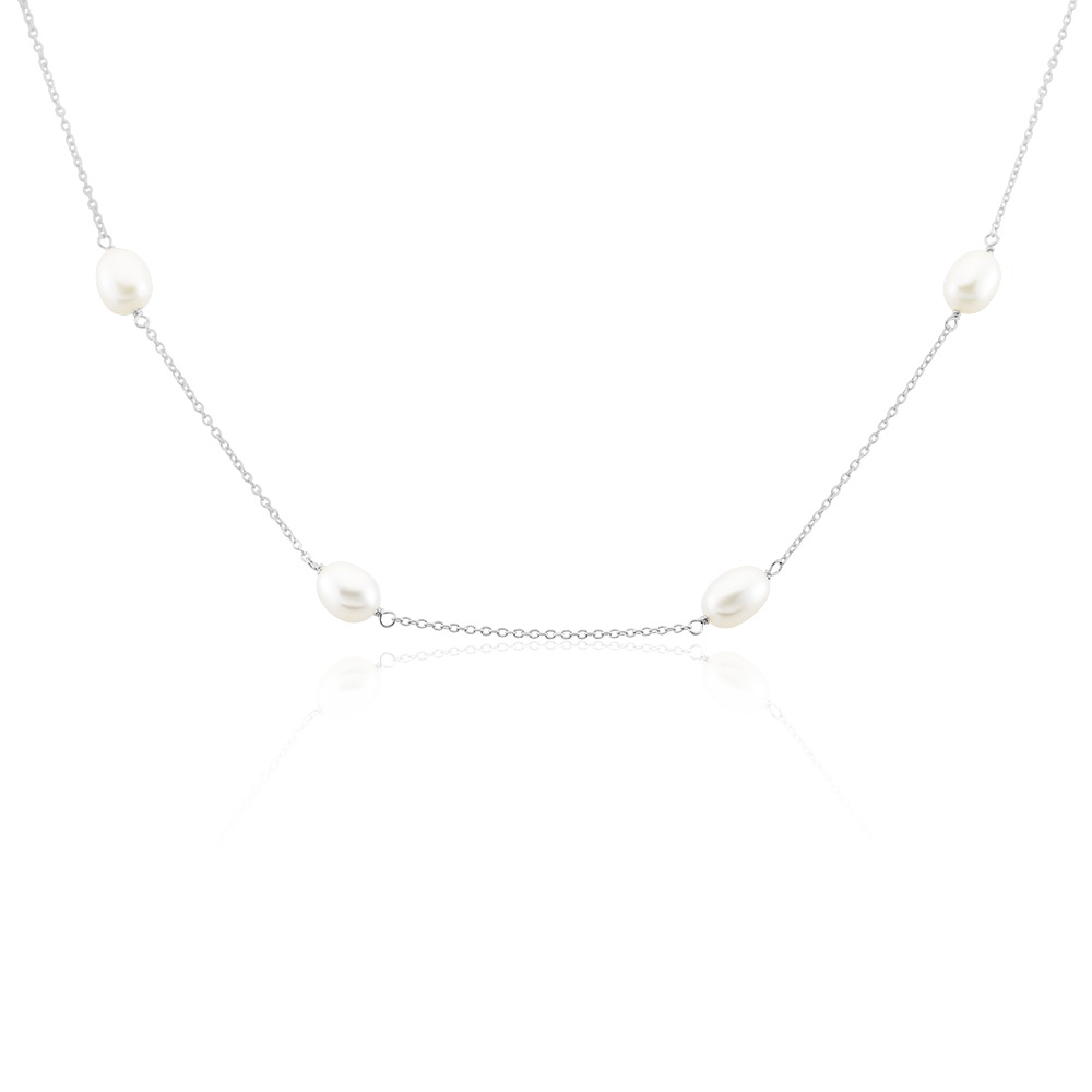Collier Sautoir En Argent 925 - Perles De Culture Verte & Blanche - Style Lariat - Marque Silverspeck