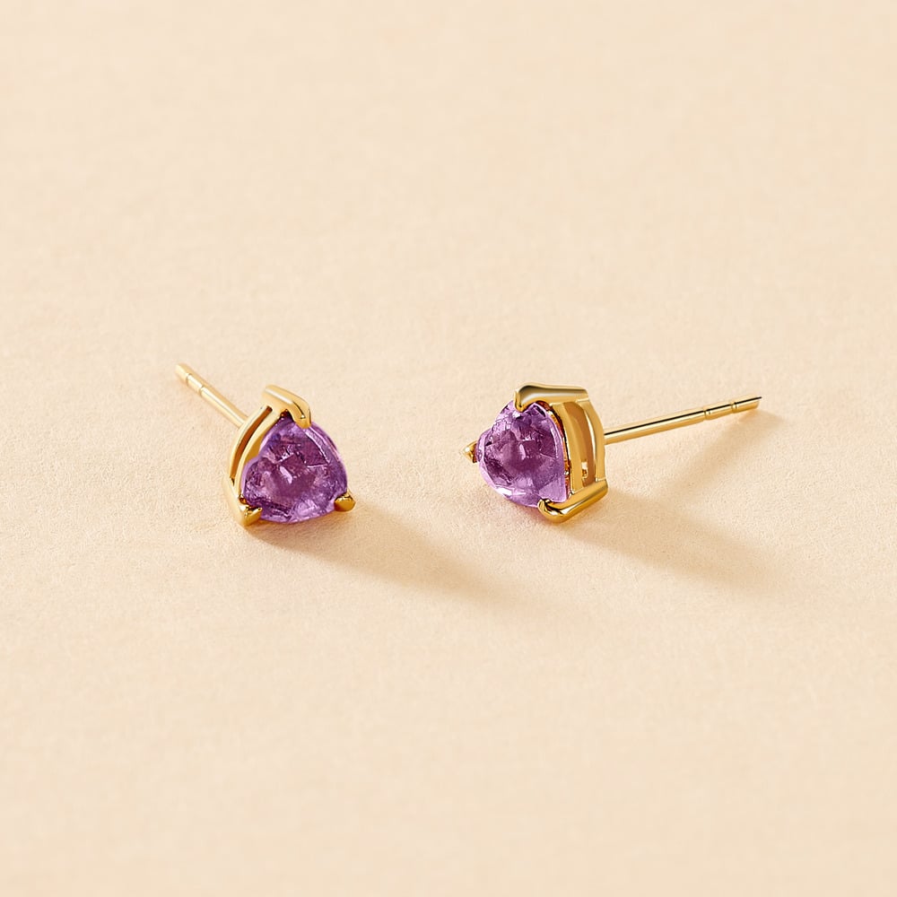 Boucles D'oreilles Puces Pasilla Or Jaune Améthyste - Clous d'oreilles Femme | Histoire d’Or