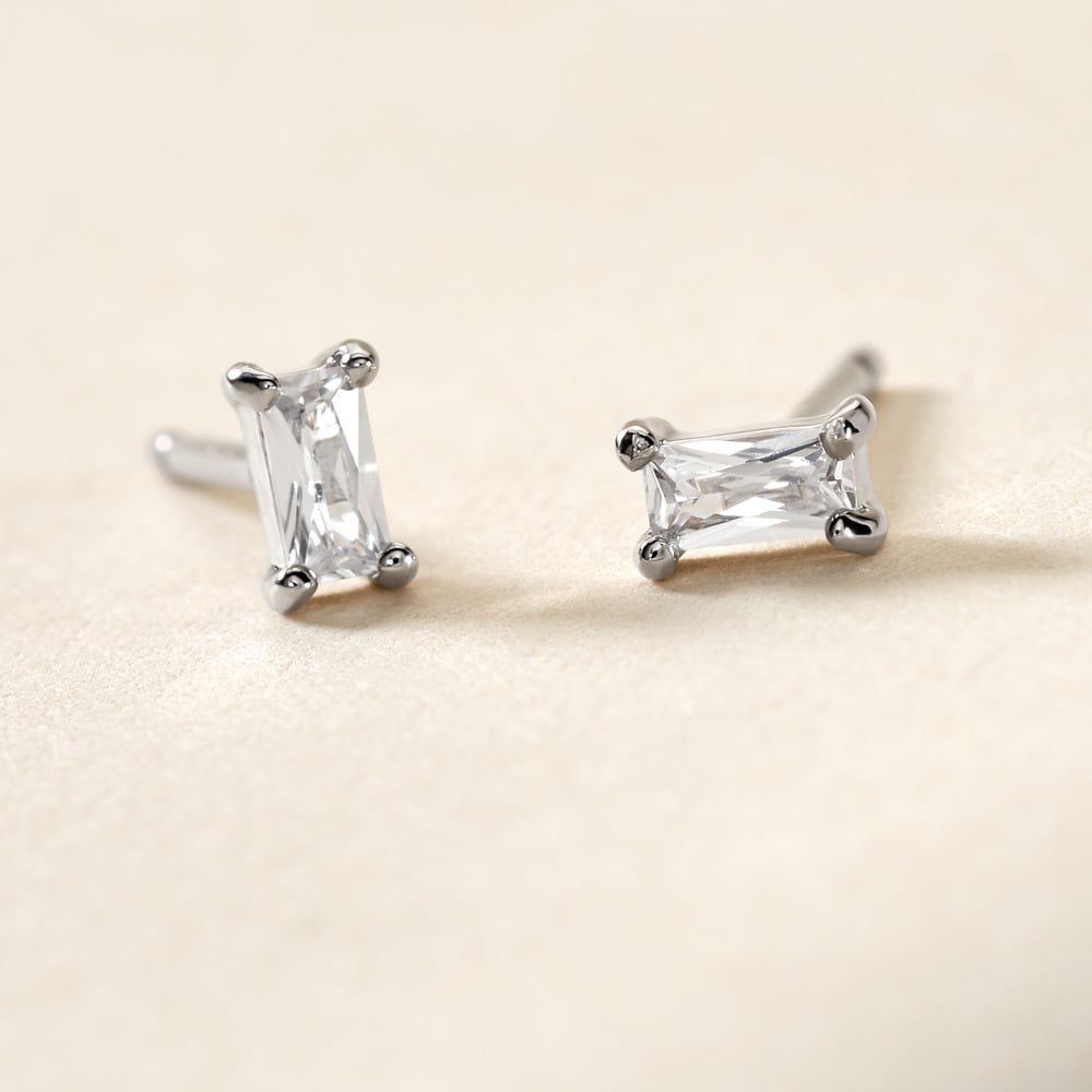 Boucles D'oreilles Puces Udia Argent Blanc Oxyde De Zirconium - Boucles d'oreilles fantaisie Femme | Histoire d&rsquo;Or