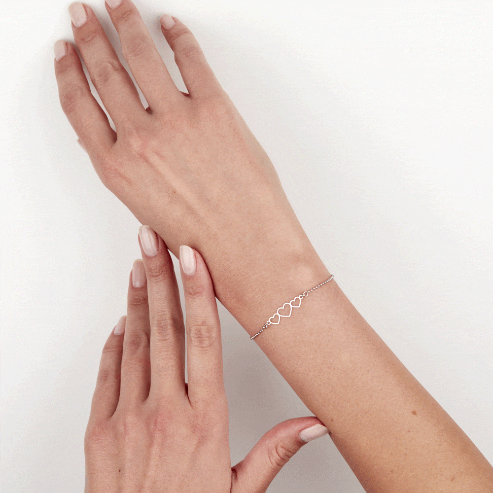 Bracelet Love Love Argent Blanc - Bracelets Coeur Femme | Histoire d’Or