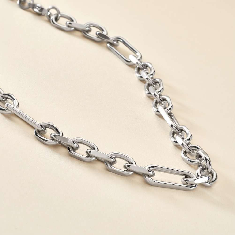 Collier Maille Palerme Acier Blanc - Chaines Homme | Histoire d&rsquo;Or