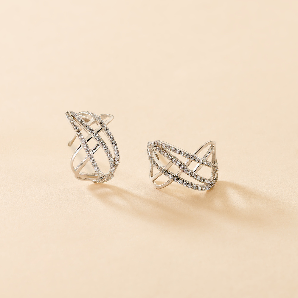 Cr&eacute;oles Marlow Argent Blanc Oxyde De Zirconium - Boucles d'oreilles cr&eacute;oles Femme | Histoire d&rsquo;Or