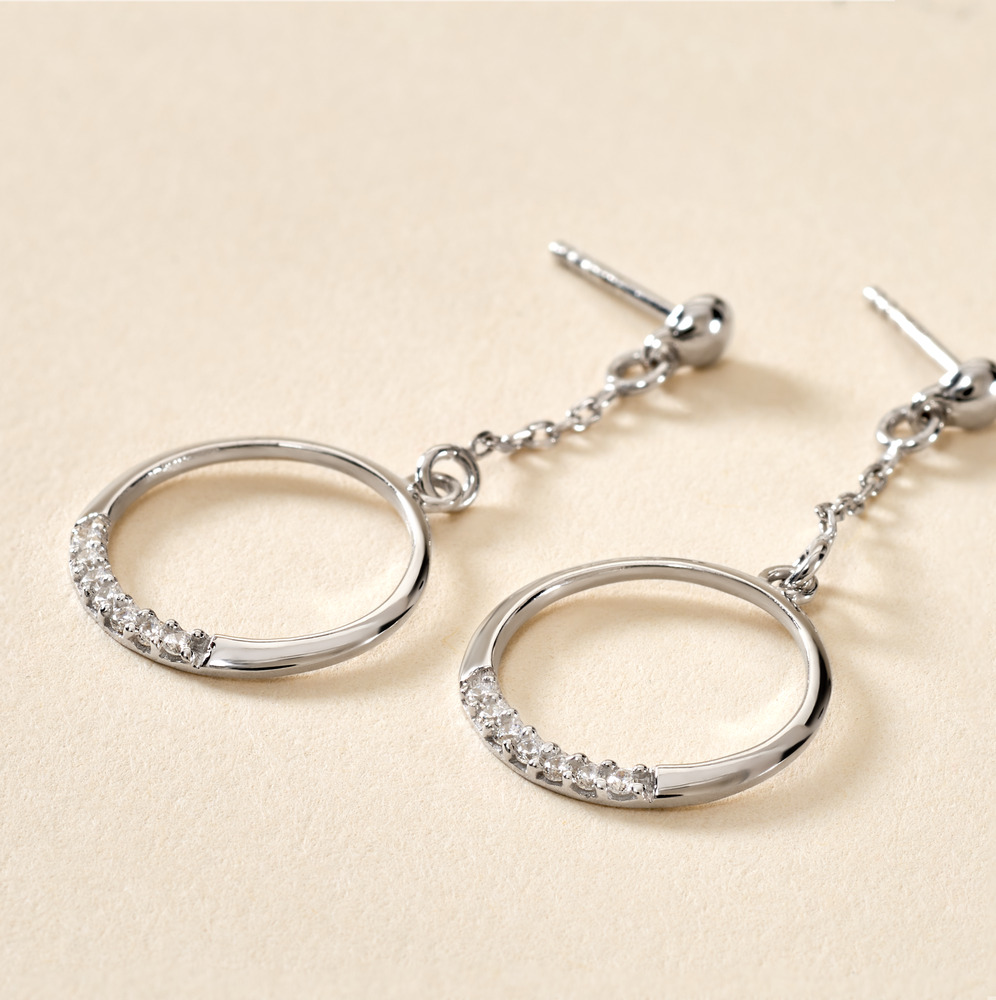 Boucles D'oreilles Pendantes Amma Argent Blanc Oxyde De Zirconium - Boucles d'oreilles fantaisie Femme | Histoire d&rsquo;Or