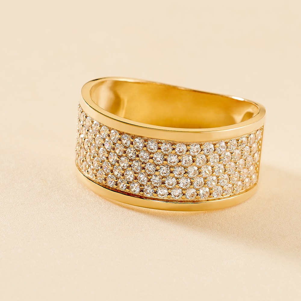 Bague Banda Or Jaune Oxyde De Zirconium - Bagues avec pierre Femme | Histoire d&rsquo;Or